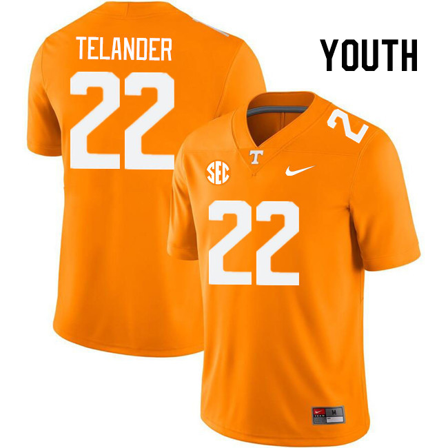 Youth #22 Jeremiah Telander Tennessee Volunteers College Football Jerseys Stitched Sale-Orange